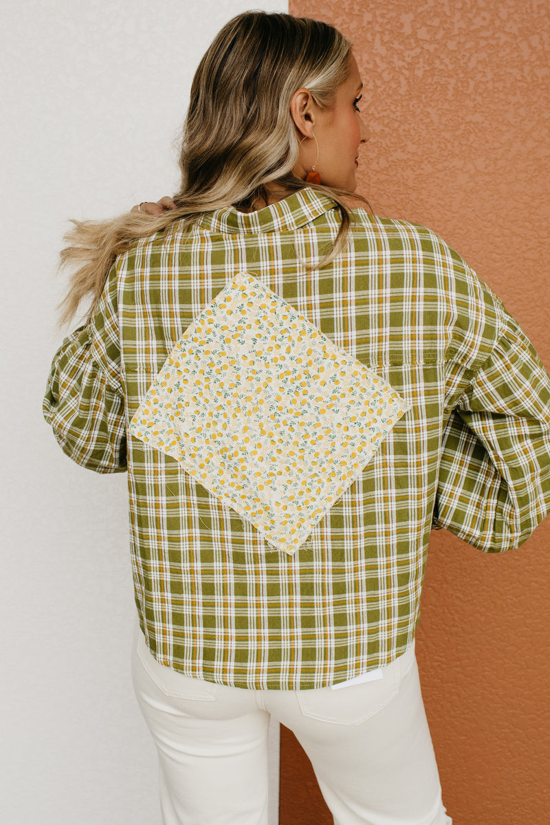 The Alena Mixed Media Floral Button Down Shirt