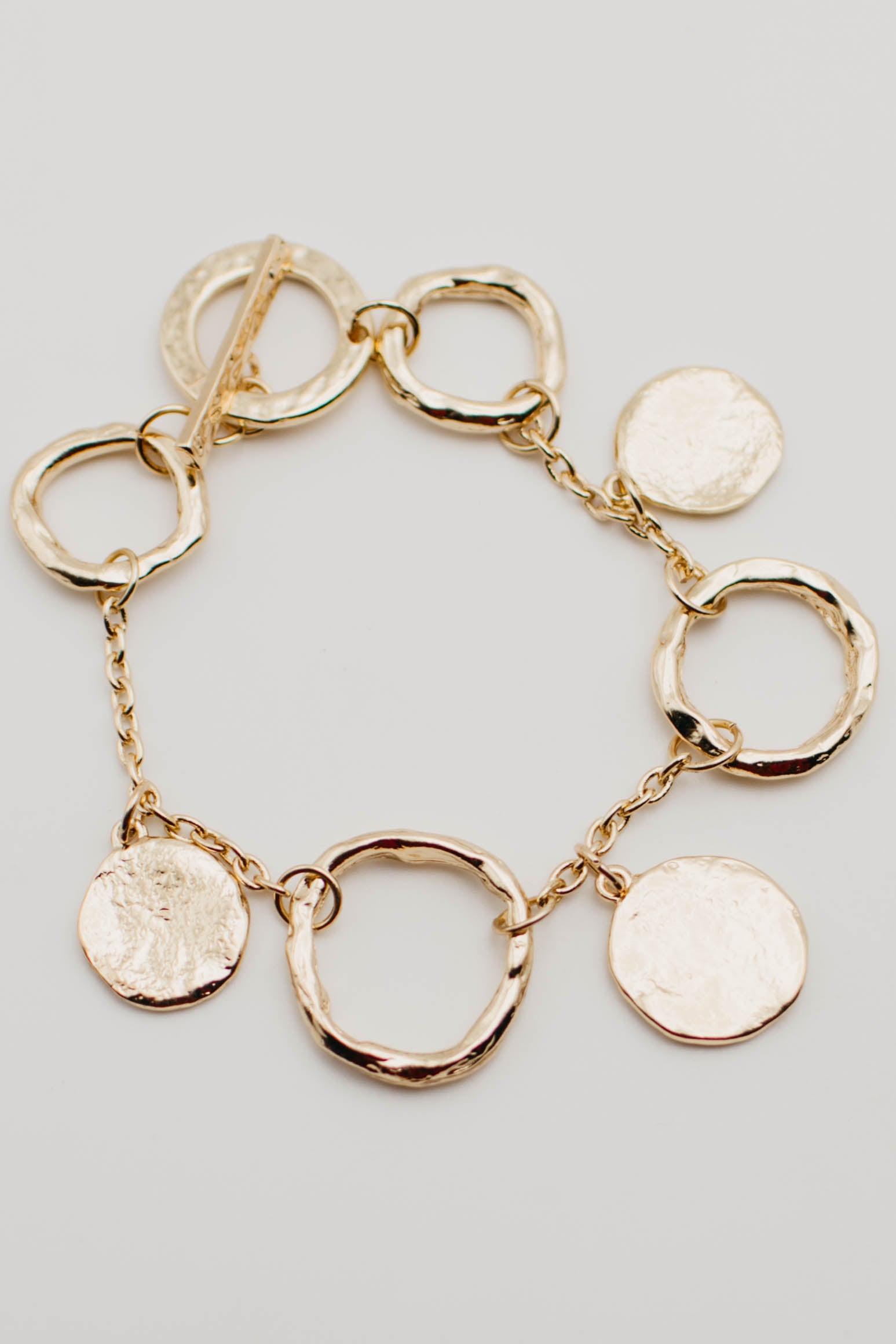 The Ginnie Hammered Coin and Hoop Bracelet