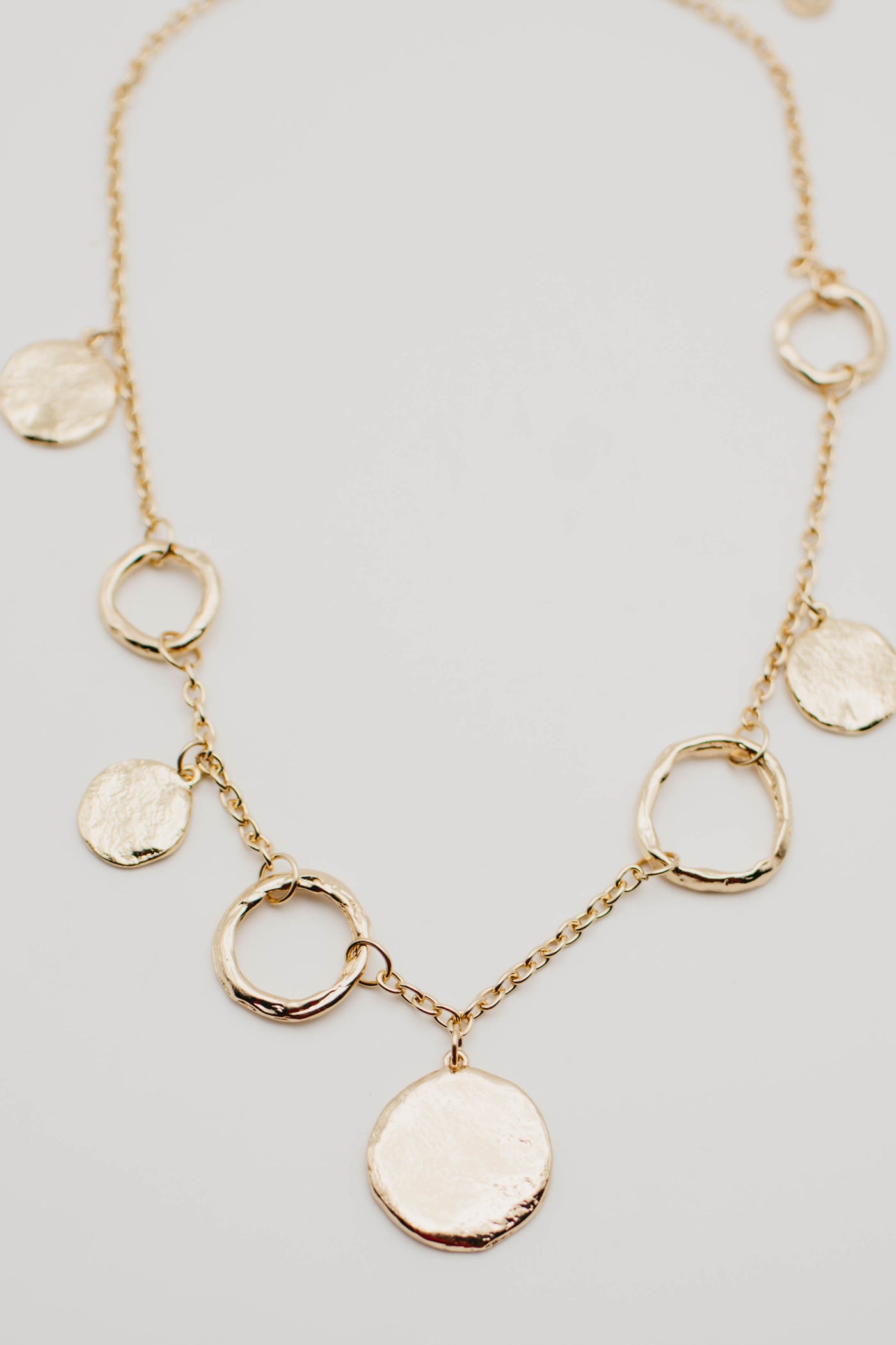 The Vinnie Hammered Coin and Hoop Necklace