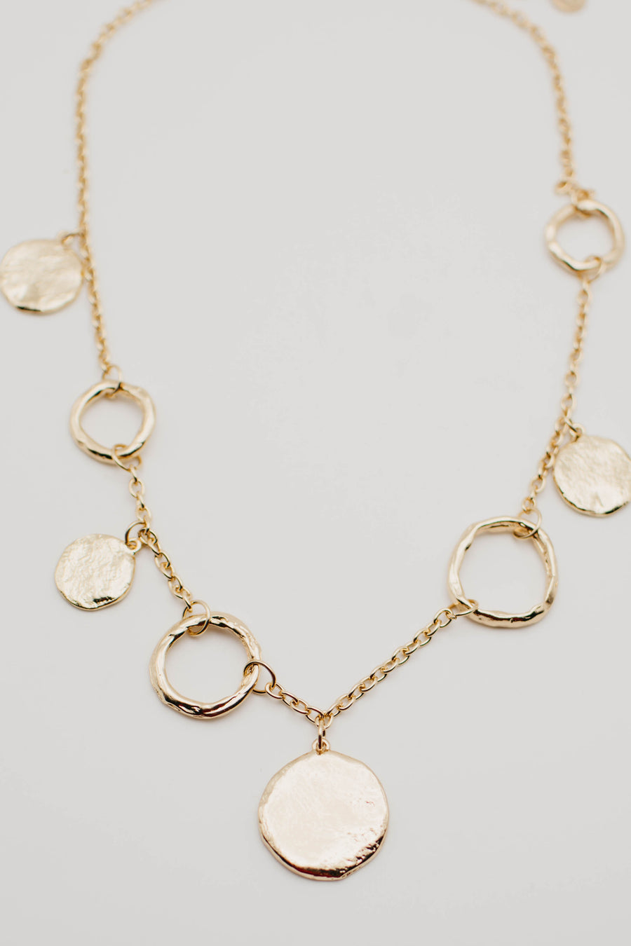 The Vinnie Hammered Coin and Hoop Necklace