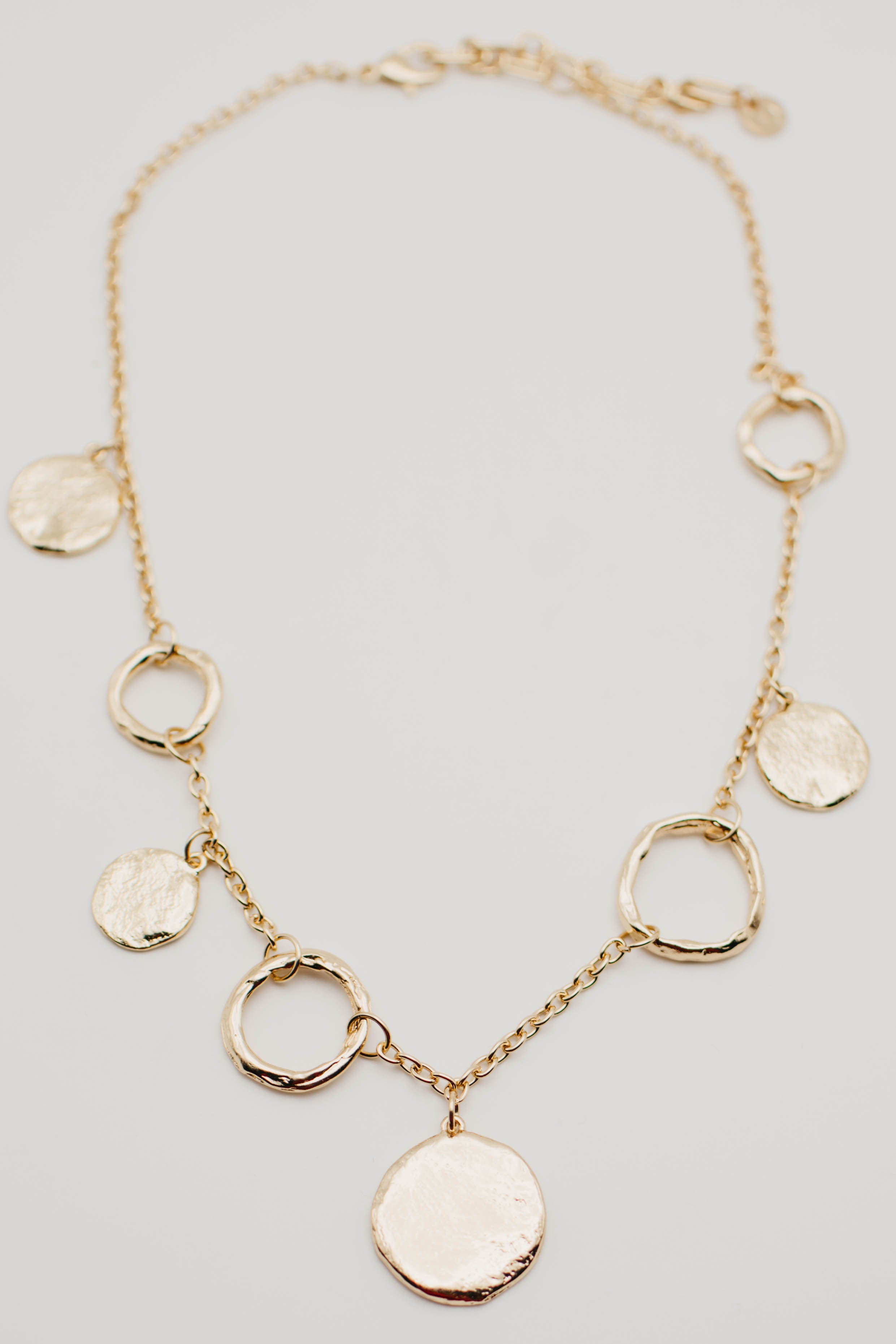 The Vinnie Hammered Coin and Hoop Necklace