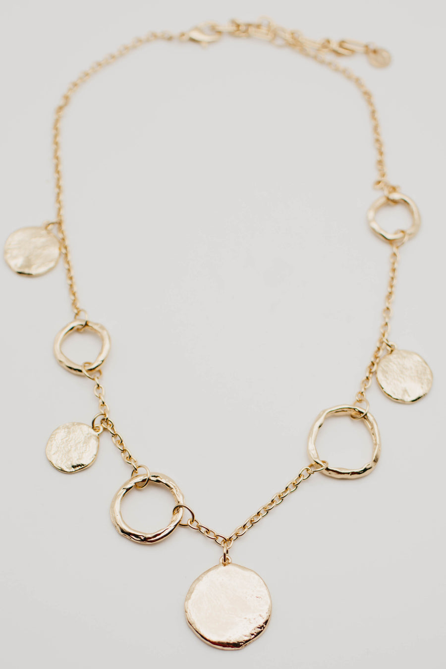 The Vinnie Hammered Coin and Hoop Necklace