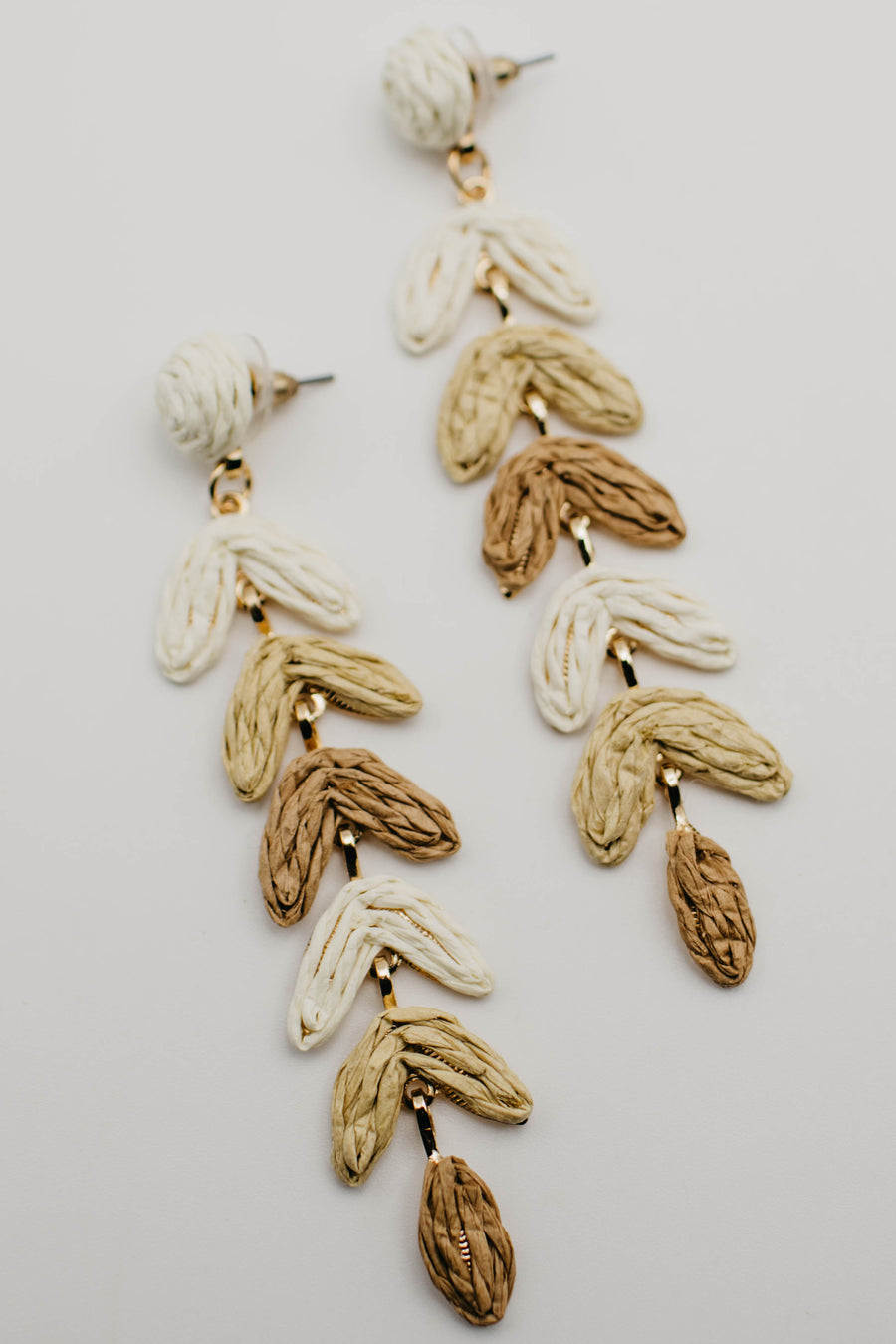 The Tiered Straw Weave Chevron Dangle Earring