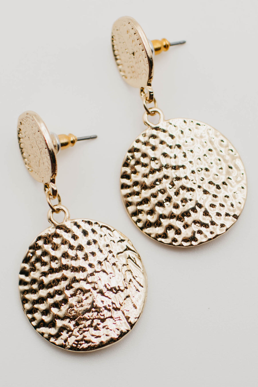 The Deven Hammered Disc Earring
