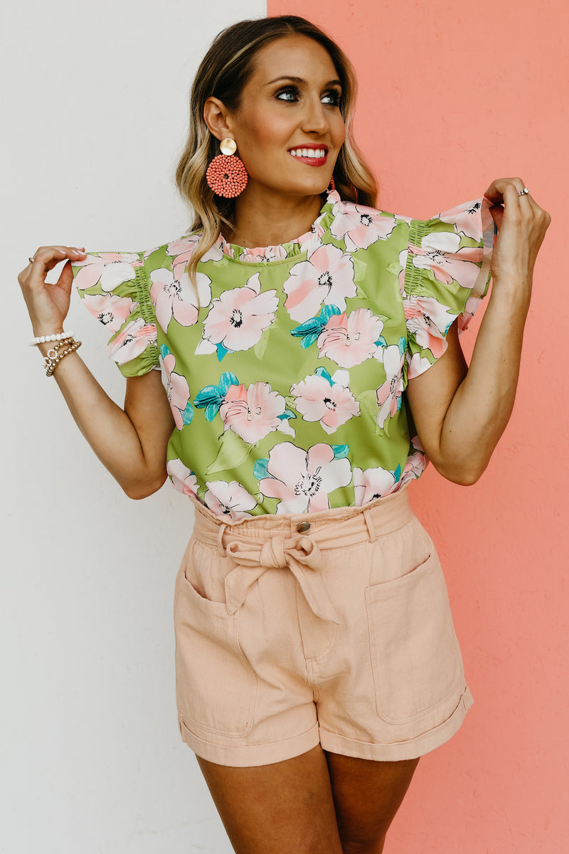 The Julio Floral Ruffle Neck Blouse