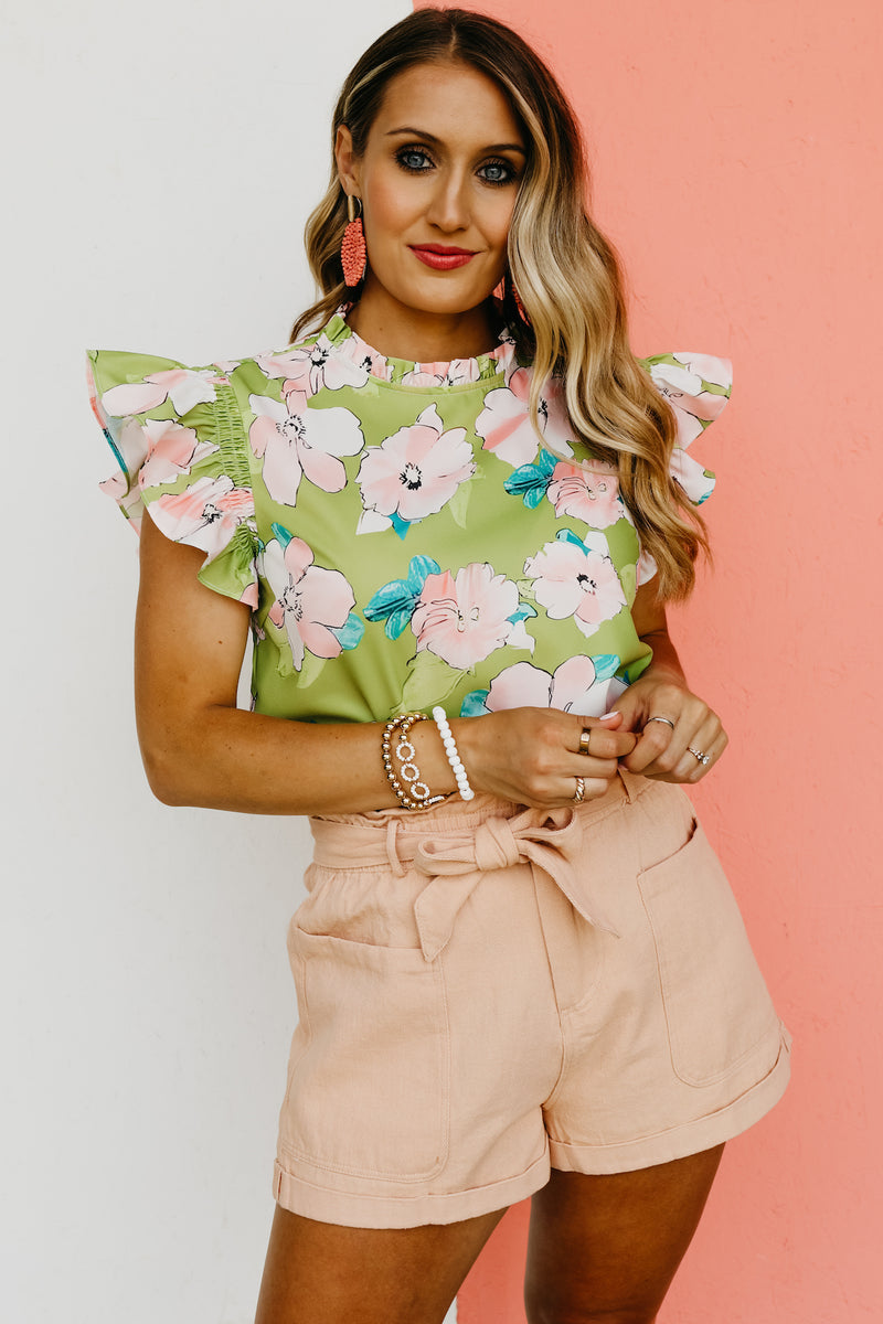 The Julio Floral Ruffle Neck Blouse
