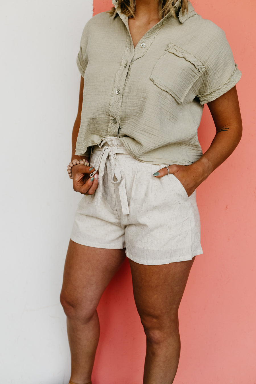 The Hayes Tie Waist Linen Shorts - FINAL SALE