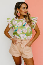 The Julio Floral Ruffle Neck Blouse