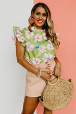 The Julio Floral Ruffle Neck Blouse