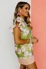 The Julio Floral Ruffle Neck Blouse