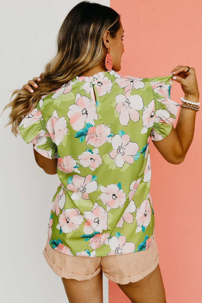 The Julio Floral Ruffle Neck Blouse