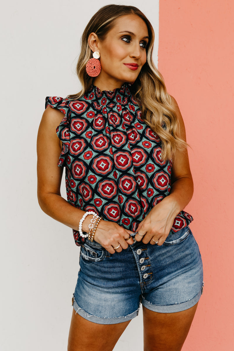 The Asa Printed Balloon Waist Top