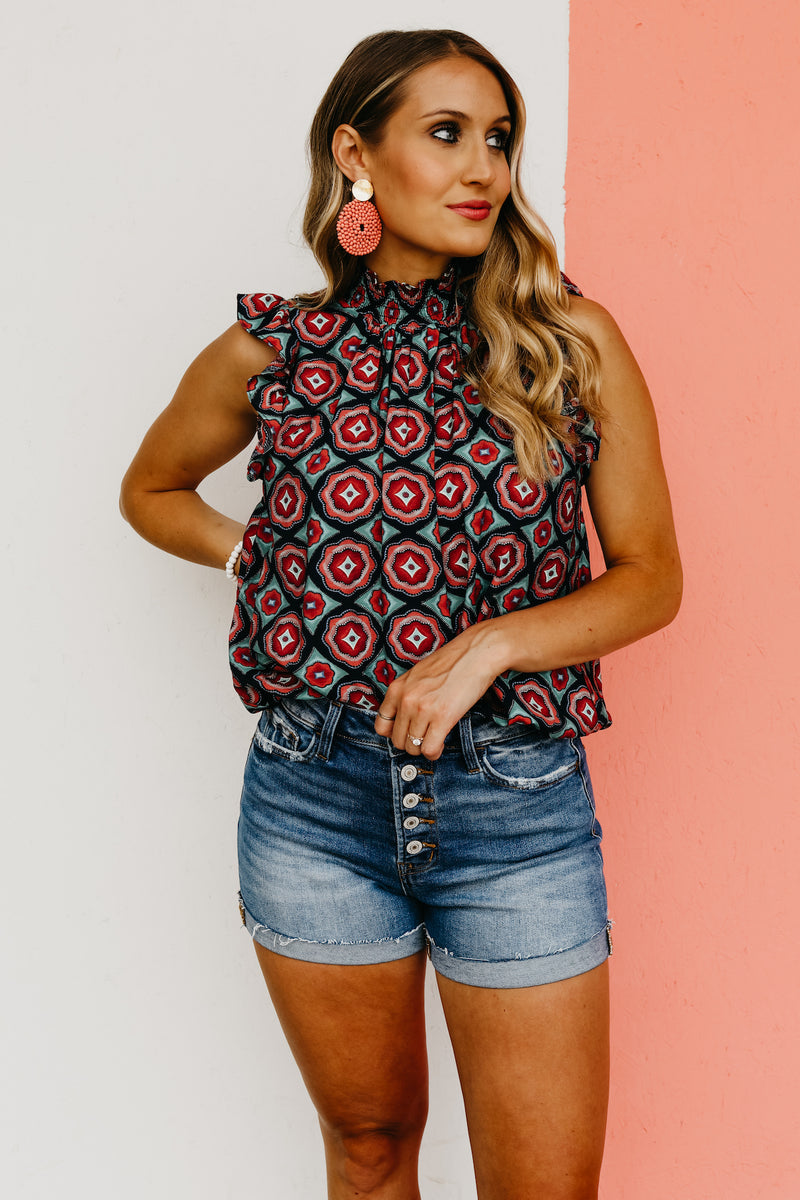 The Asa Printed Balloon Waist Top