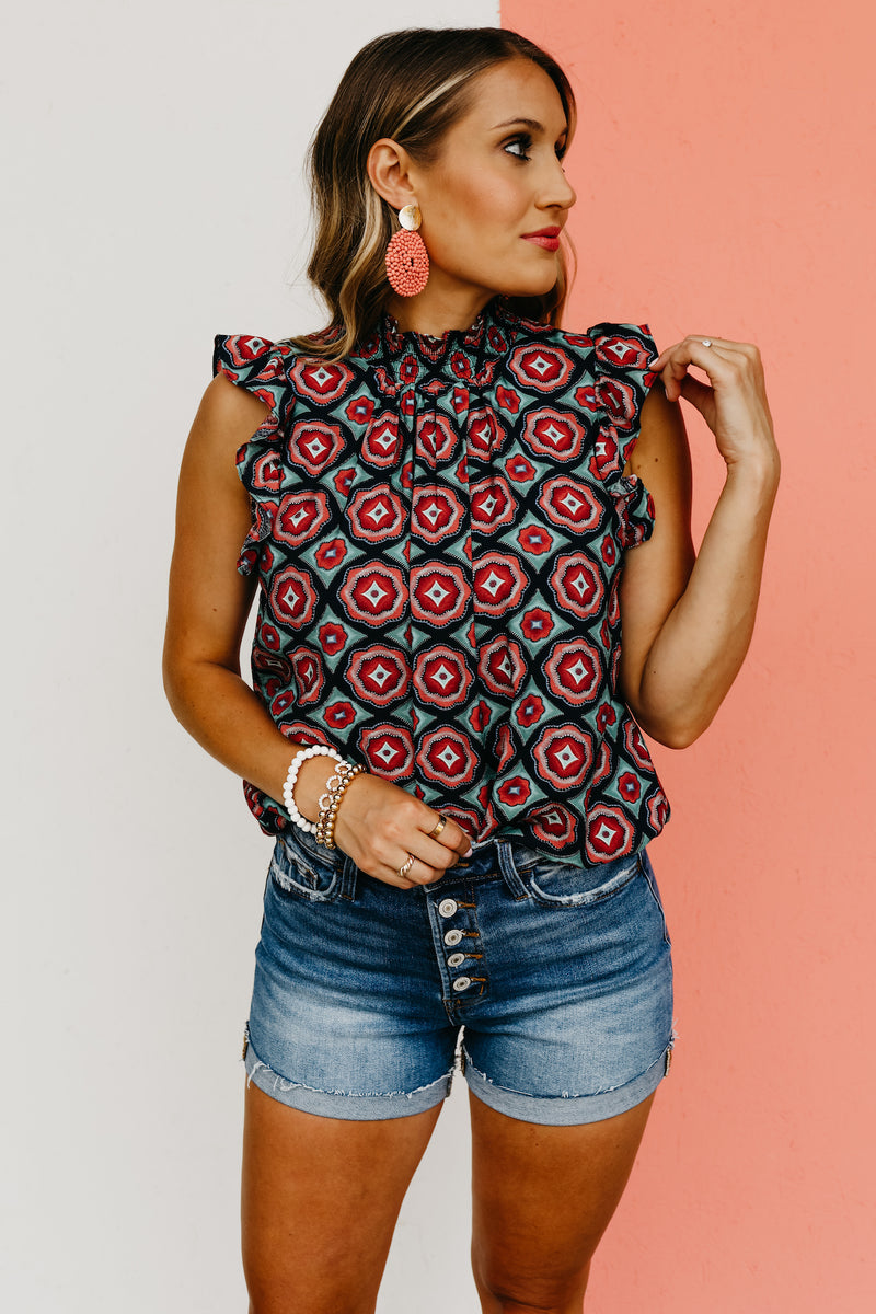 The Asa Printed Balloon Waist Top