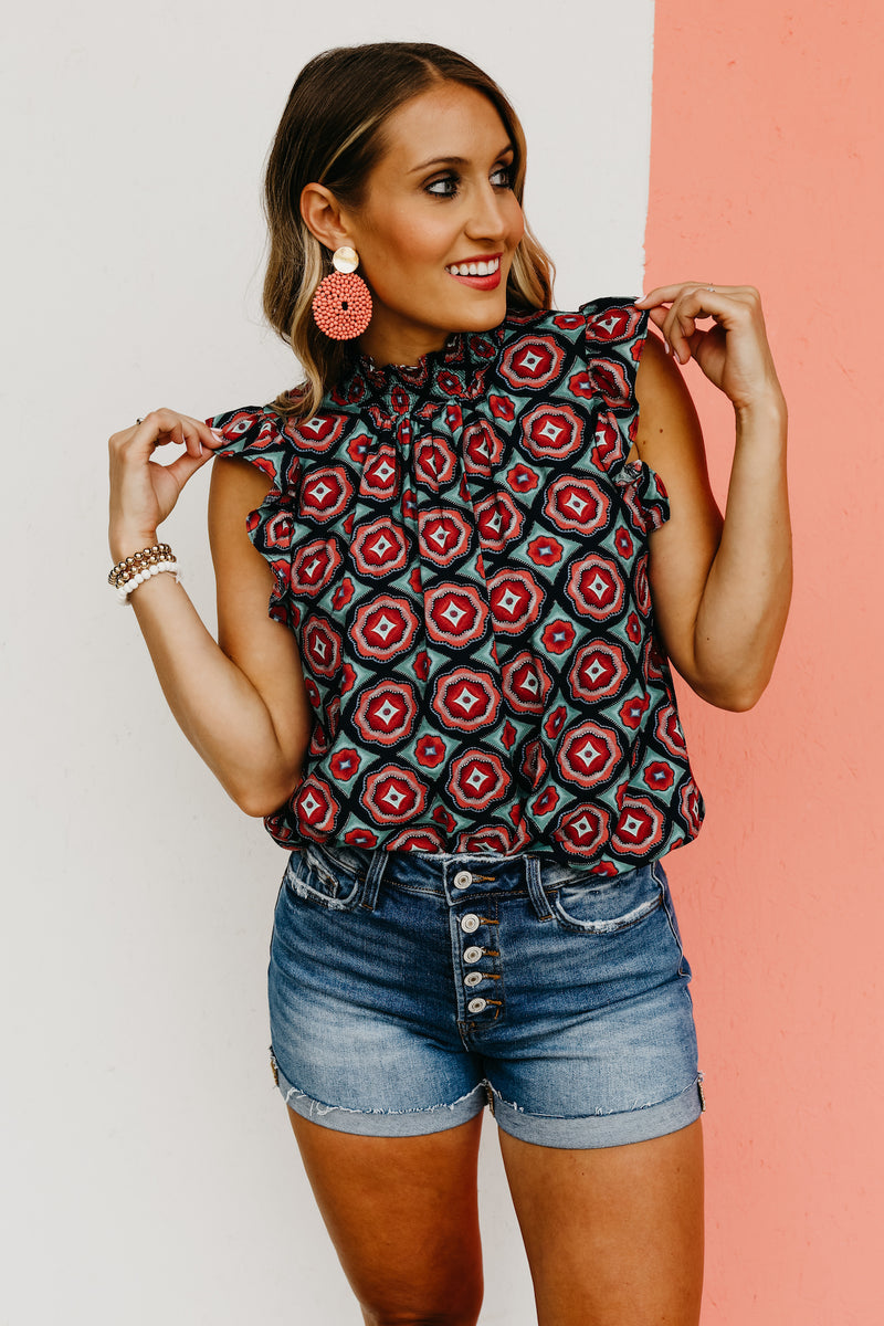 The Asa Printed Balloon Waist Top