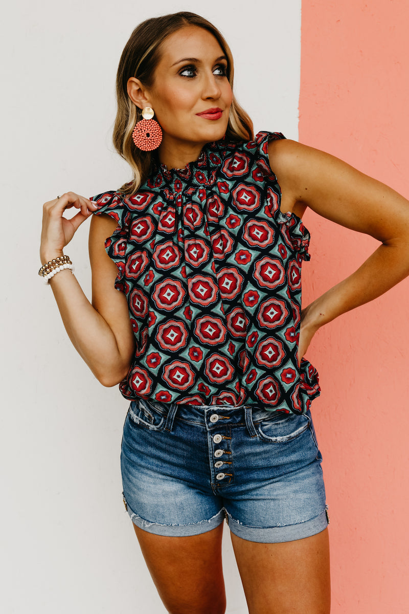 The Asa Printed Balloon Waist Top