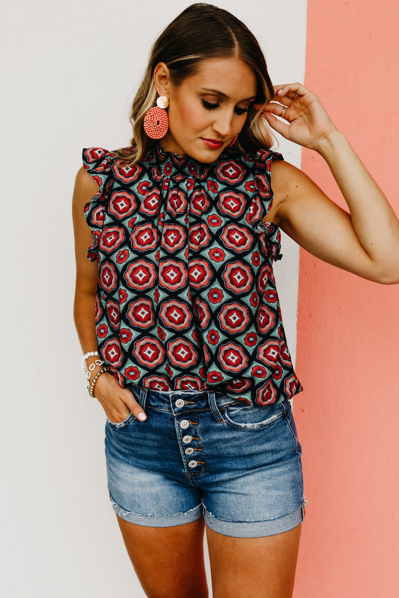 The Asa Printed Balloon Waist Top