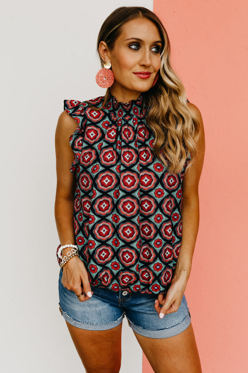 The Asa Printed Balloon Waist Top