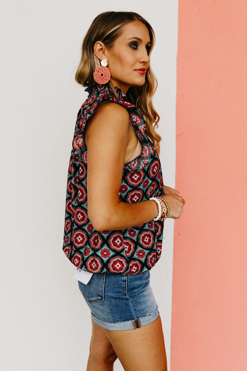 The Asa Printed Balloon Waist Top