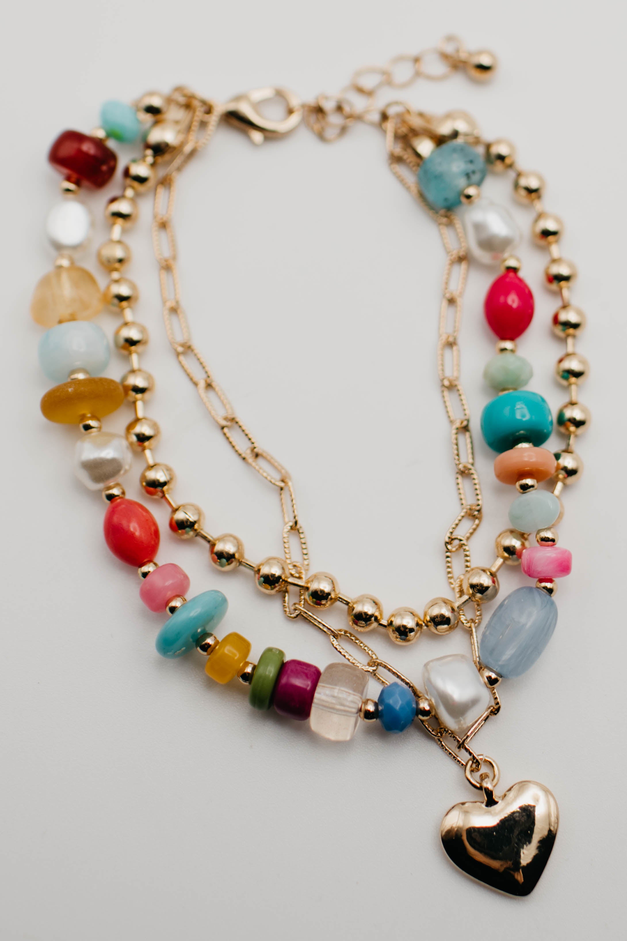 The Rylee Heart Charm Beaded Bracelet