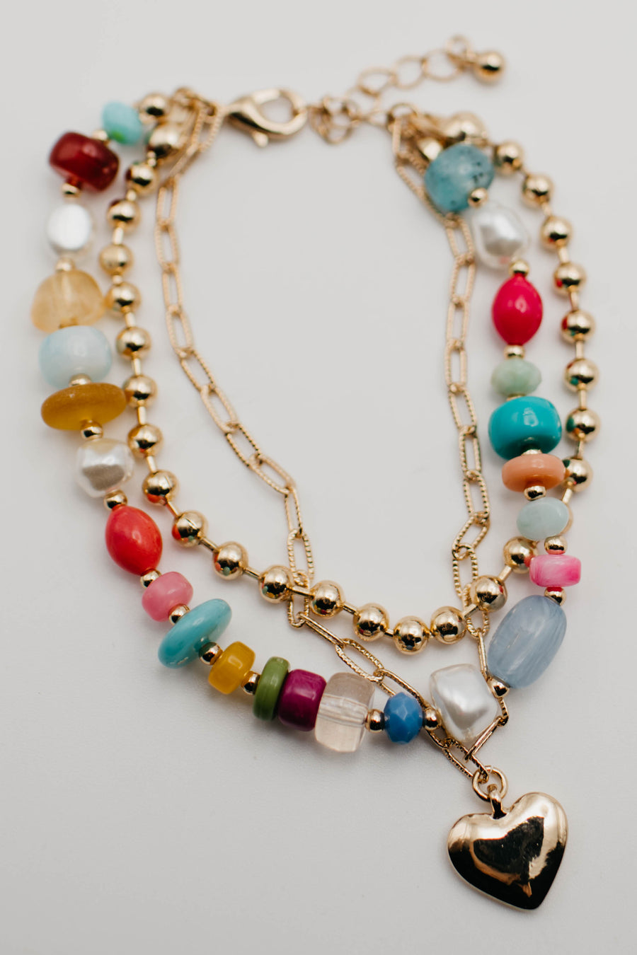 The Rylee Heart Charm Beaded Bracelet