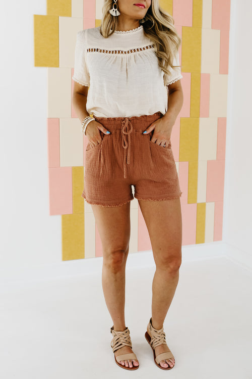The Gwendolyn Gauze Frayed Edge Shorts - FINAL SALE