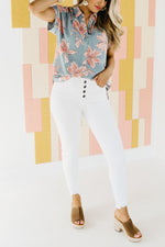 Kan Can 11 inch Button Front High Rise Skinny - KC7273WT