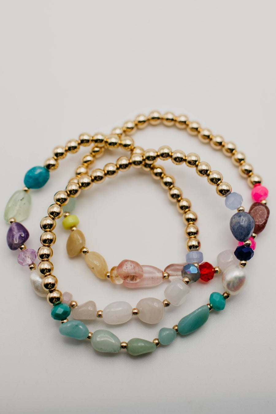 The Mayson Triple Layer Stone Bracelet Set