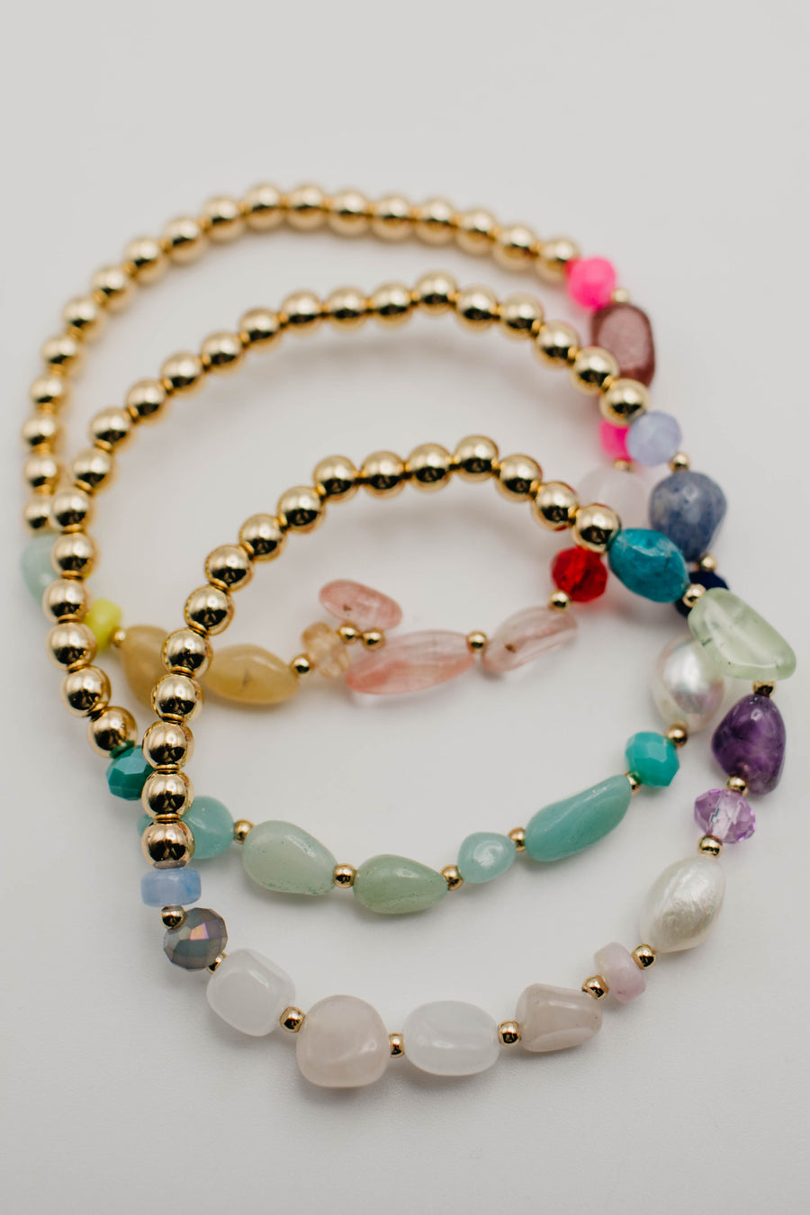 The Mayson Triple Layer Stone Bracelet Set