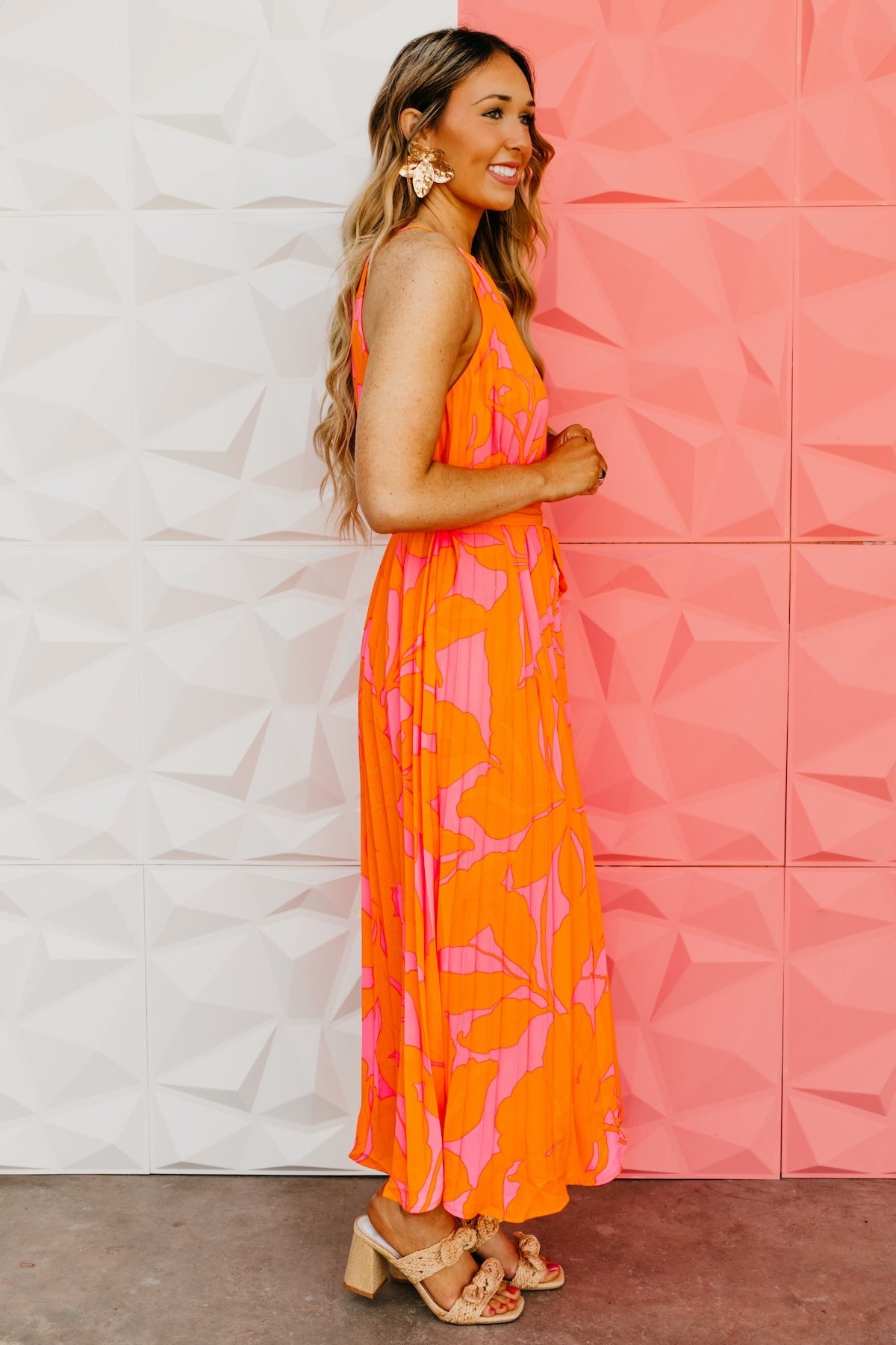 The Mexia Floral Pleated Midi Dress