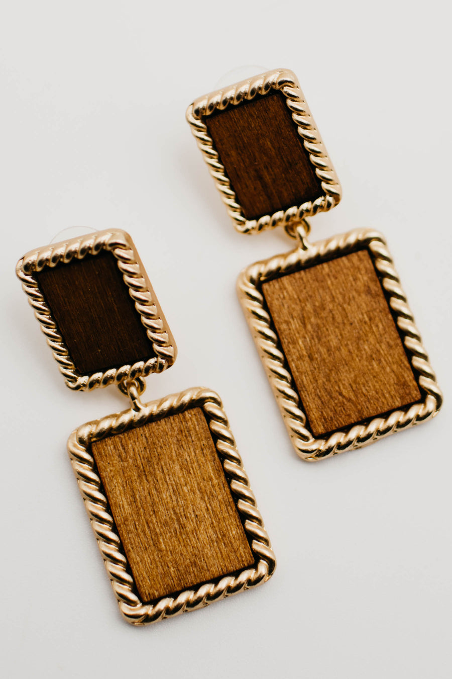 The Hayleigh Square Wood Earring