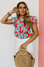The Kimmy Mixed Print Ruffle Sleeve Top - FINAL SALE
