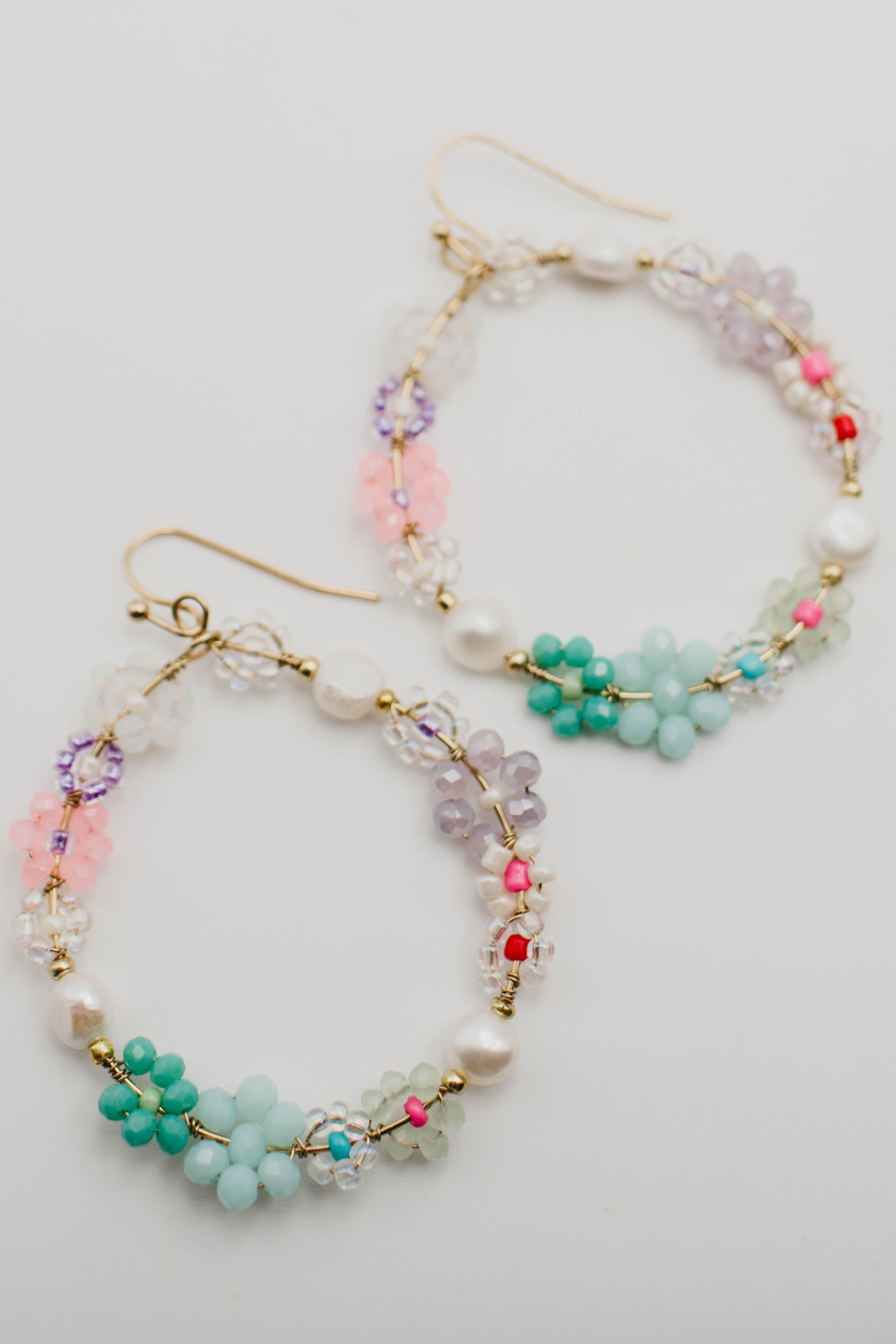 The Izzie Floral Drop Hoop Earring
