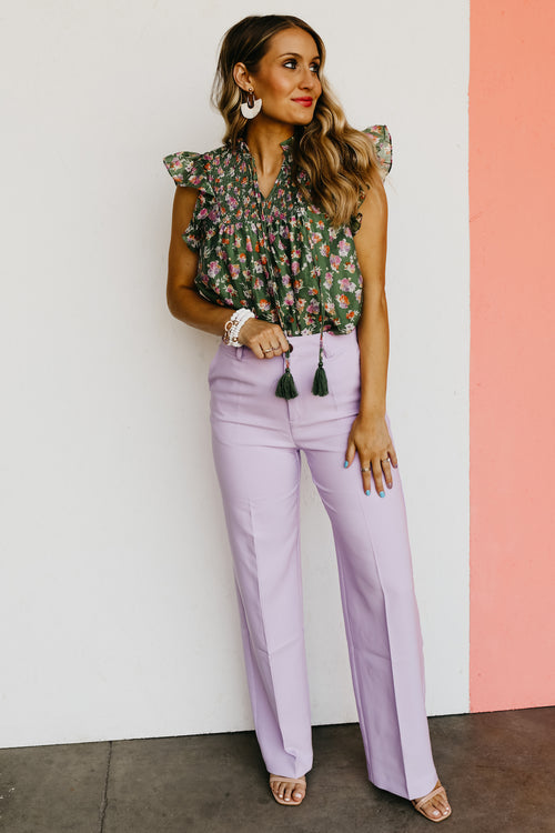 The Carly Tassel Floral Tie Smocked Top - FINAL SALE