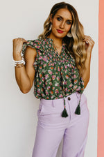 The Carly Tassel Floral Tie Smocked Top - FINAL SALE