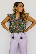 The Carly Tassel Floral Tie Smocked Top - FINAL SALE