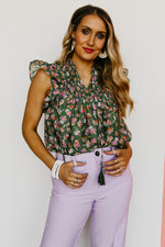The Carly Tassel Floral Tie Smocked Top - FINAL SALE