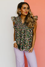 The Carly Tassel Floral Tie Smocked Top - FINAL SALE