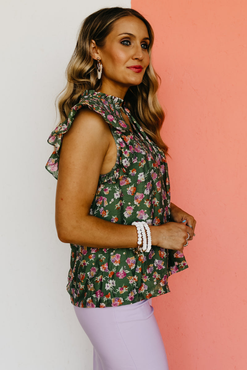 The Carly Tassel Floral Tie Smocked Top - FINAL SALE