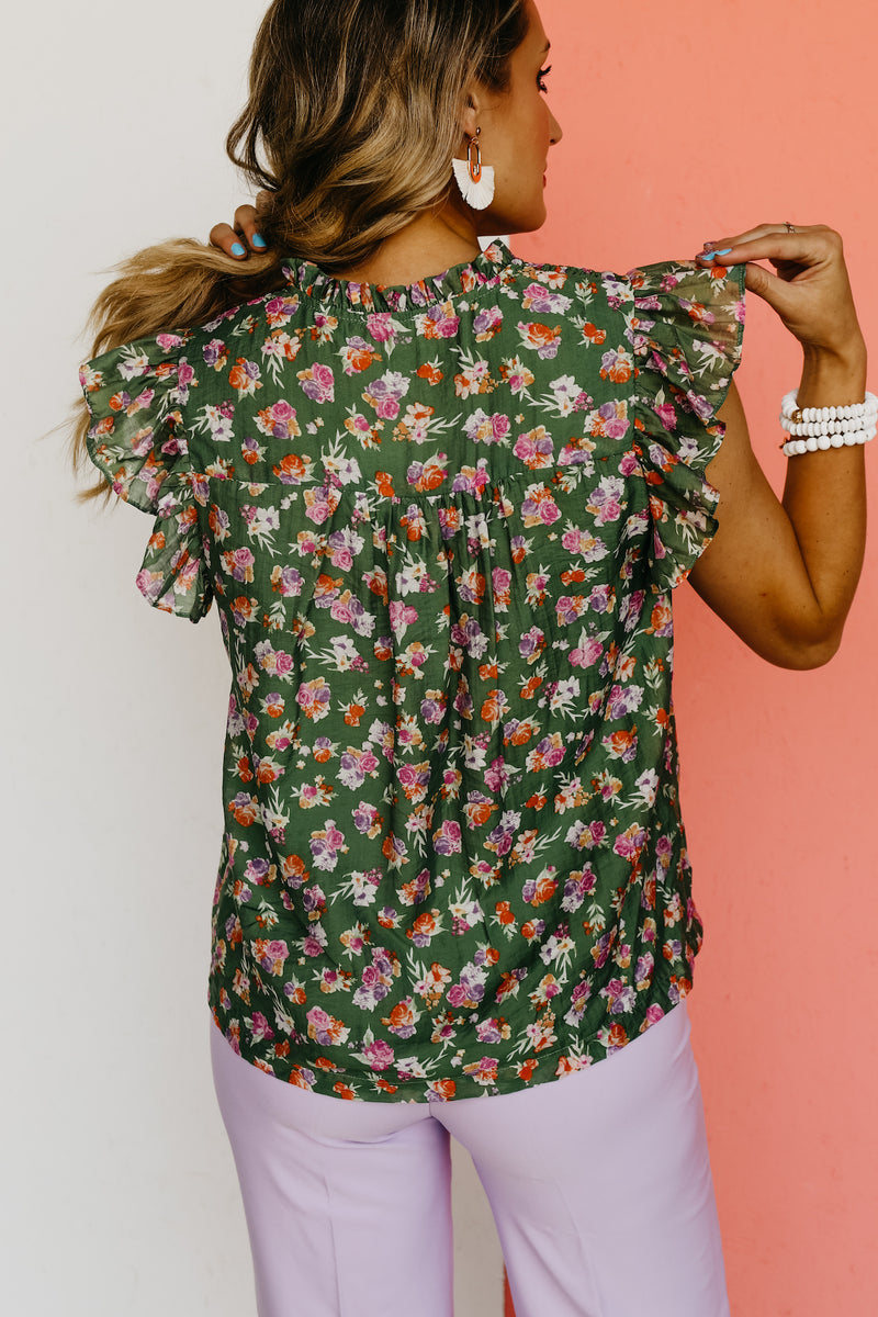 The Carly Tassel Floral Tie Smocked Top - FINAL SALE