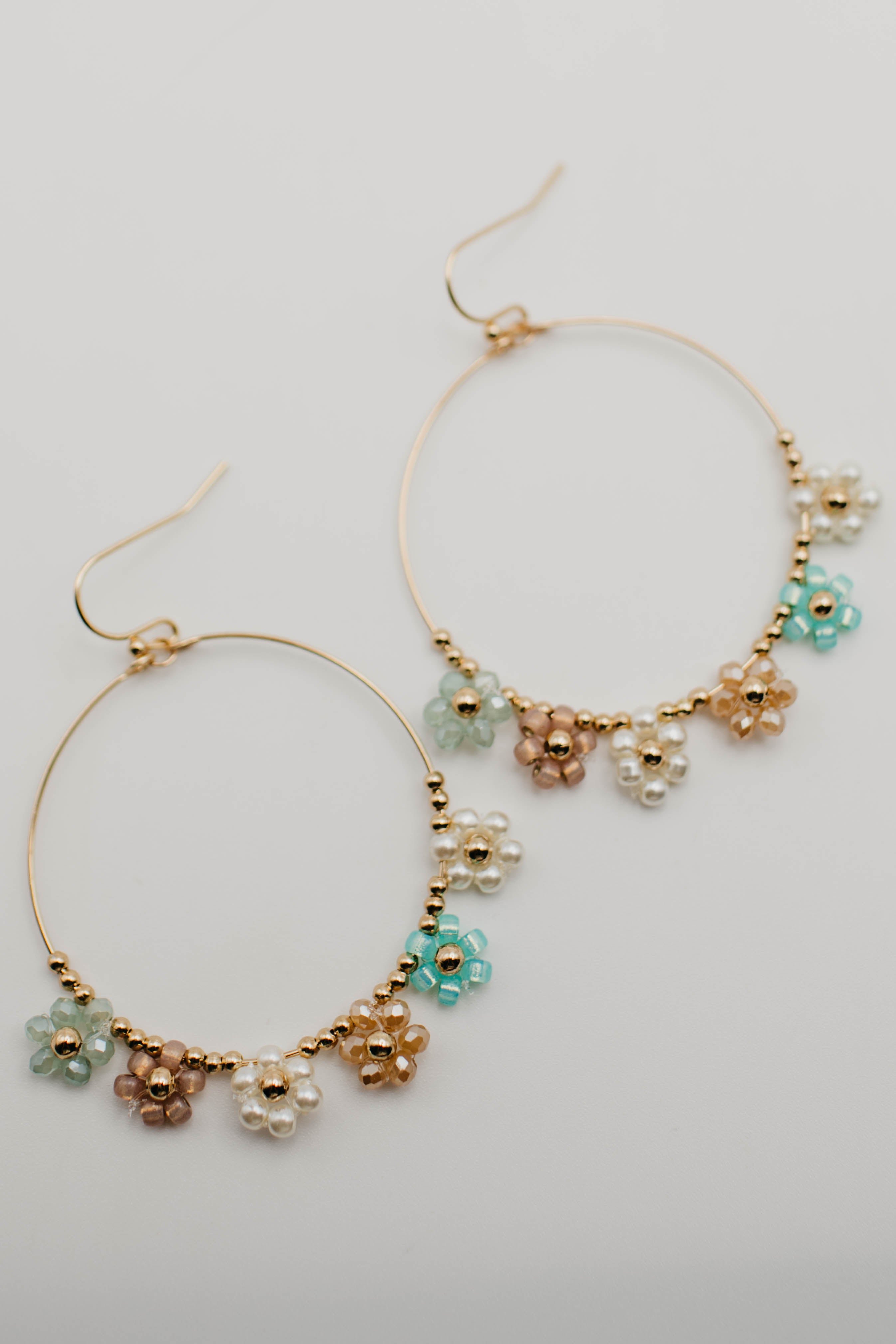 The Korine Floral Drop Hoop Earring