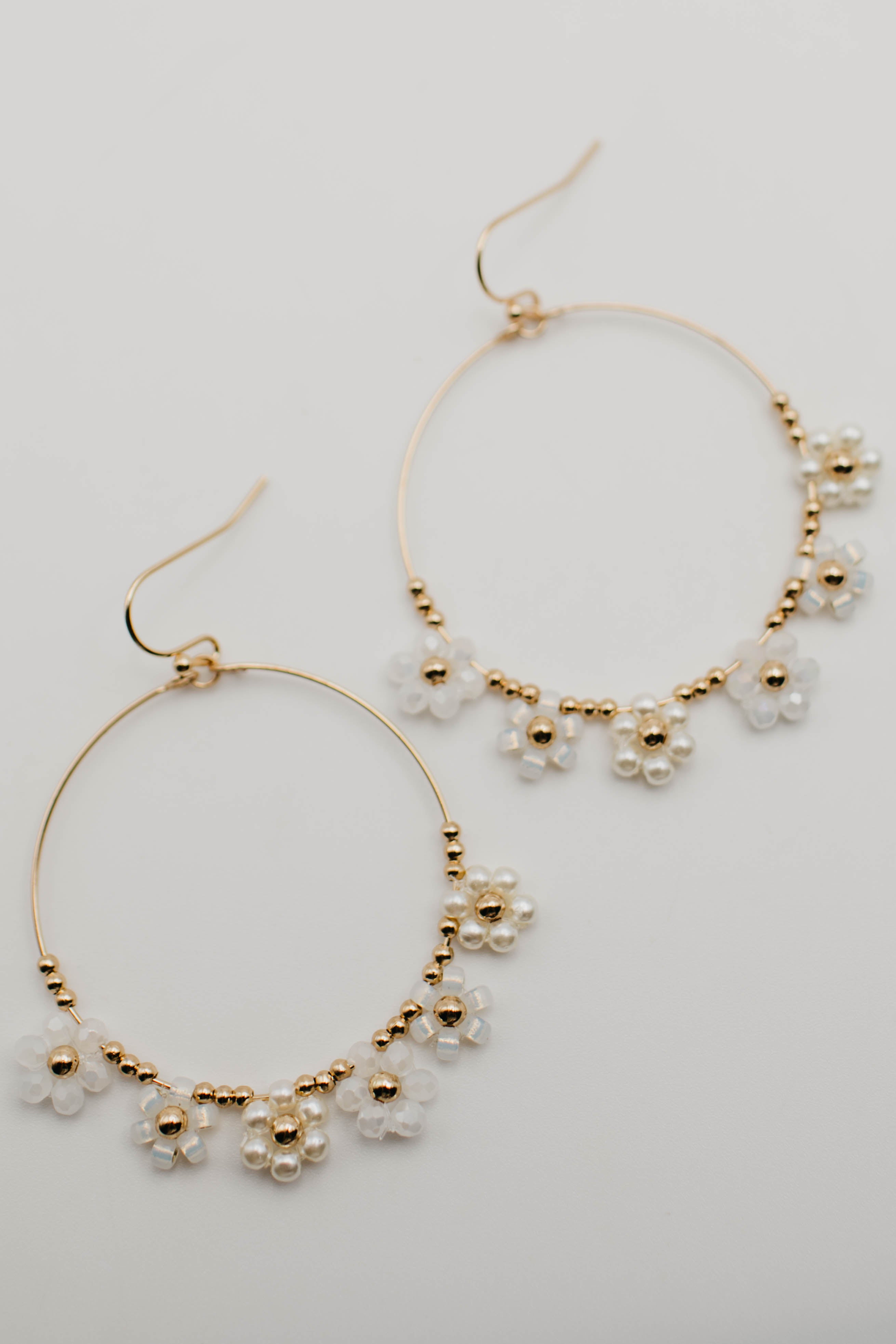 The Korine Floral Drop Hoop Earring