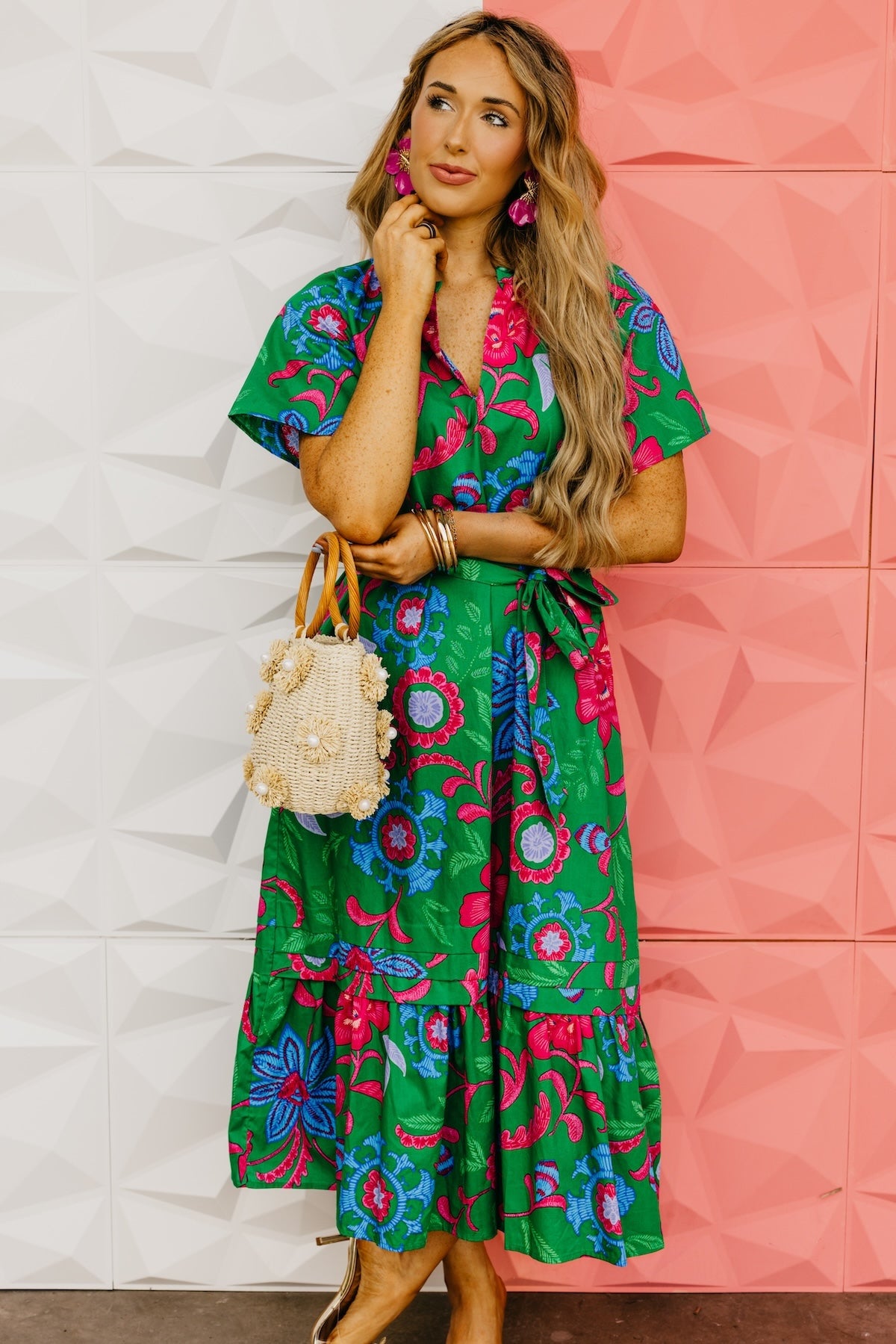 The Marcos Floral Pleated Midi Dress