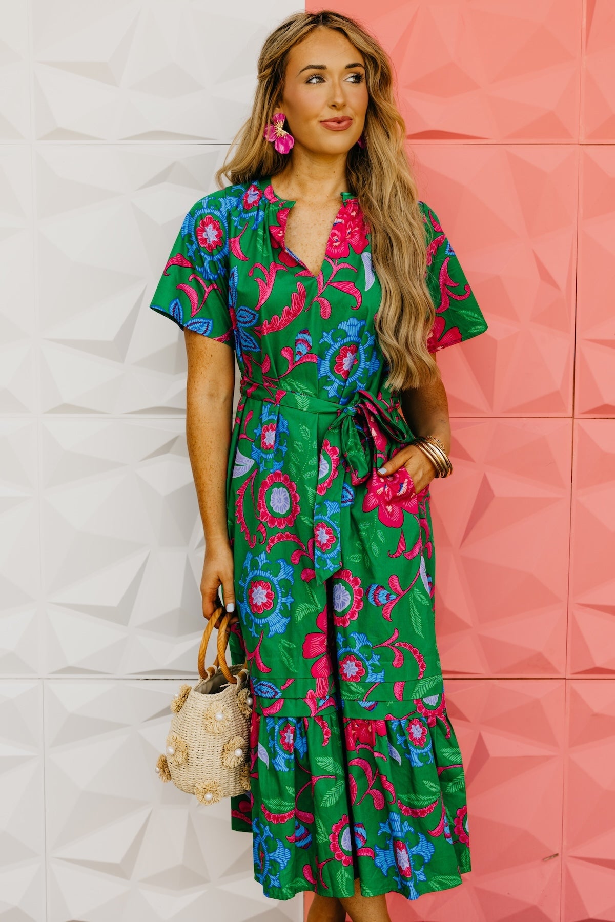 The Marcos Floral Pleated Midi Dress