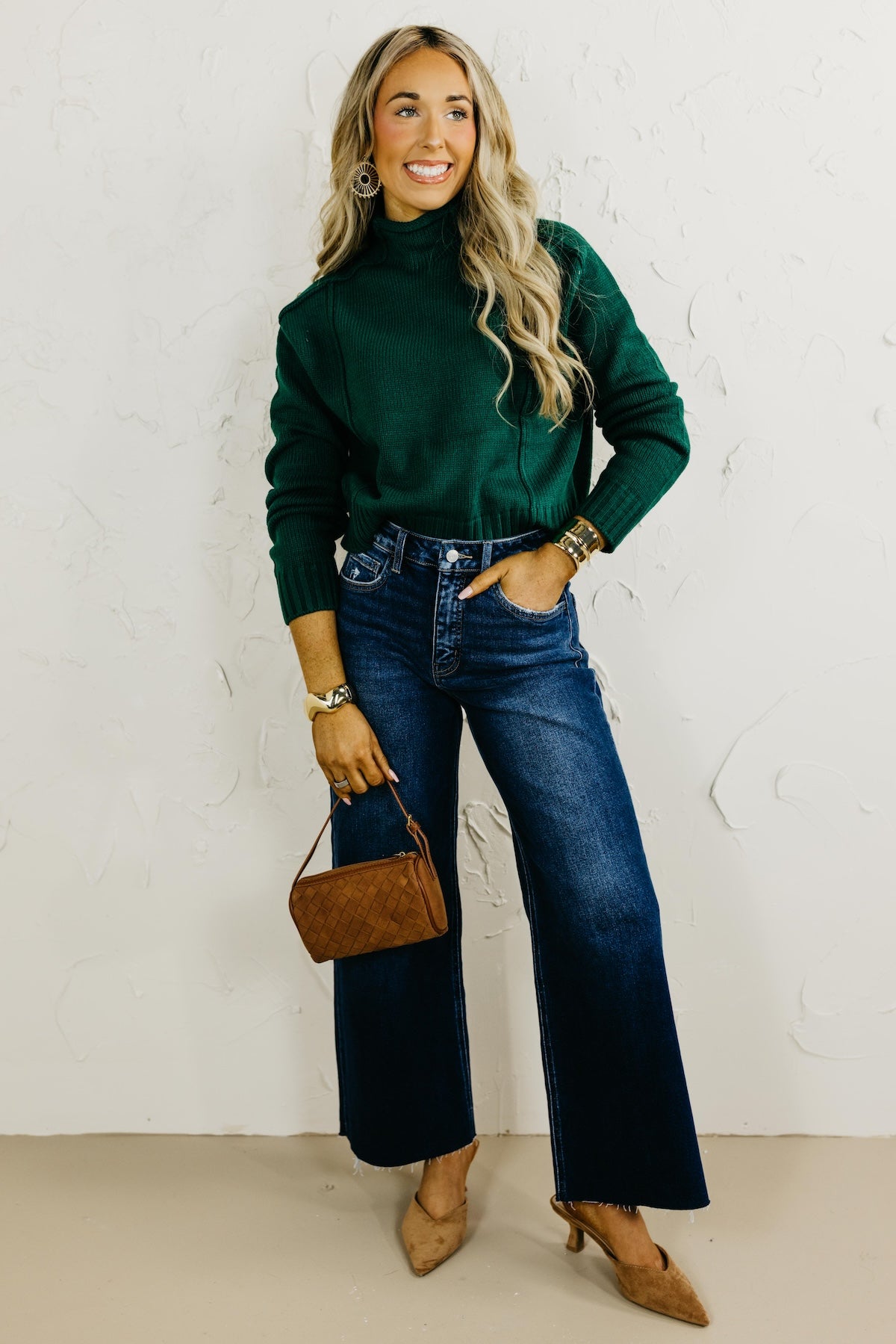 The Abby Reverse Seam High Neck Sweater