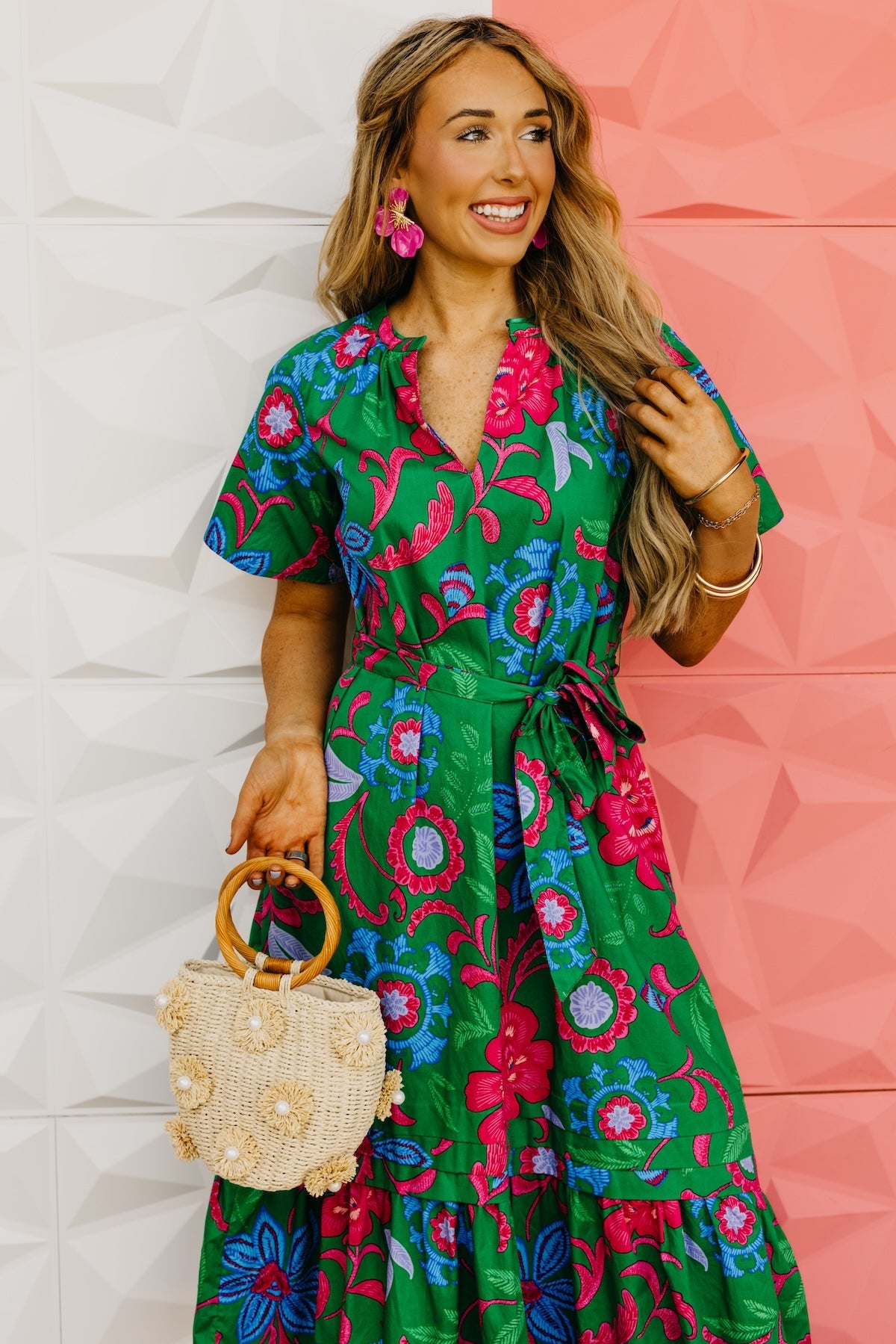 The Marcos Floral Pleated Midi Dress