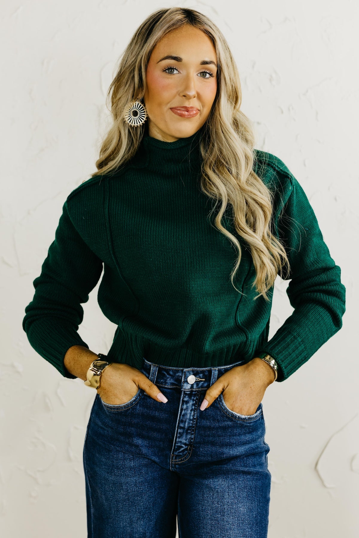 The Abby Reverse Seam High Neck Sweater
