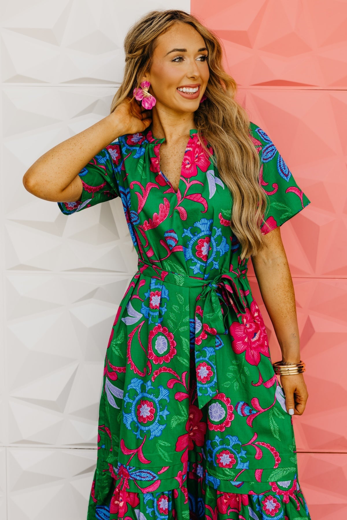 The Marcos Floral Pleated Midi Dress