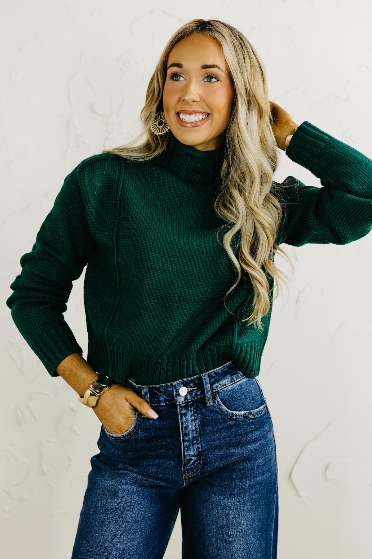 The Abby Reverse Seam High Neck Sweater