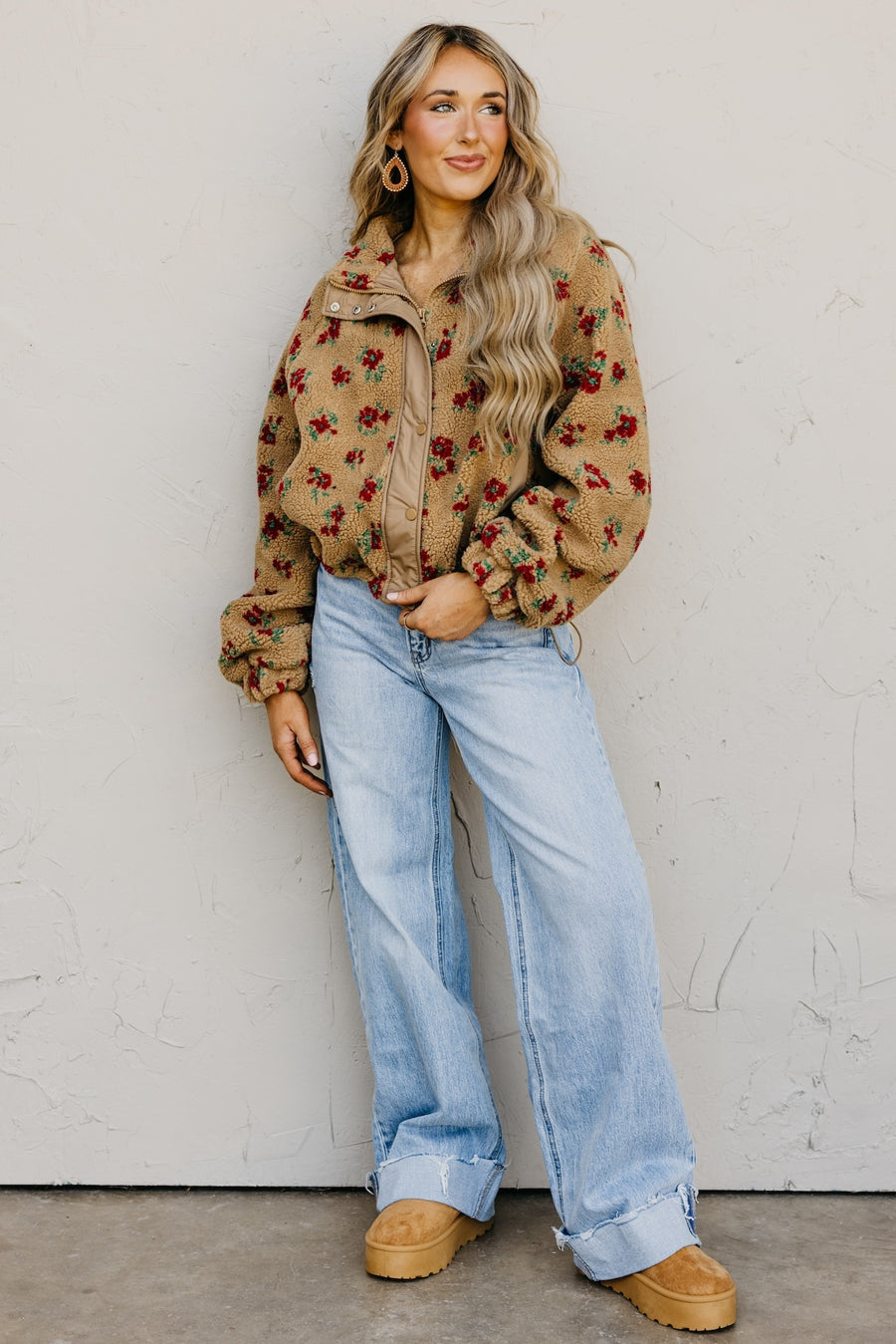 The Melba Floral Print Sherpa Jacket